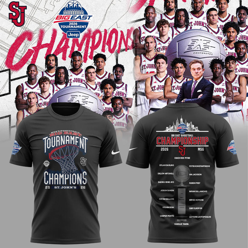 St John’s Basketball 2026 BIG EAST Conference Men’s Basketball Tournament Championships Black Shirt