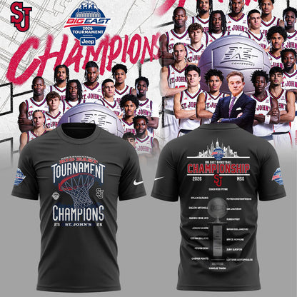 St John’s Basketball 2026 BIG EAST Conference Men’s Basketball Tournament Championships Black Shirt