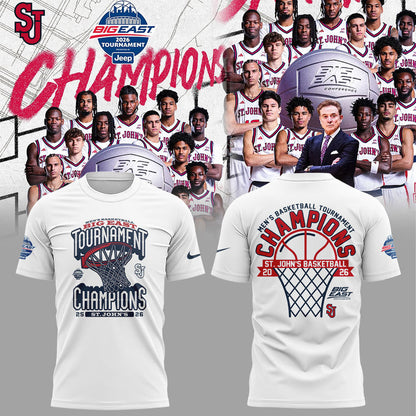 St John’s Basketball 2026 BIG EAST Conference Men’s Basketball Tournament Championships White Shirt V2