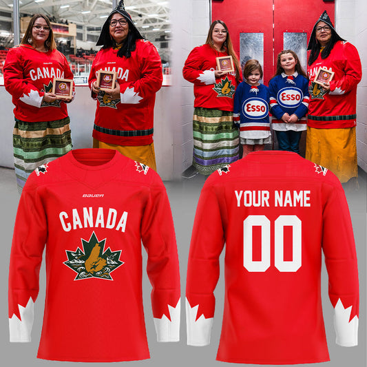 Hockey Canada Canadian Nature Maple Leaf Logo Hockey Jersey Custom Name, Number