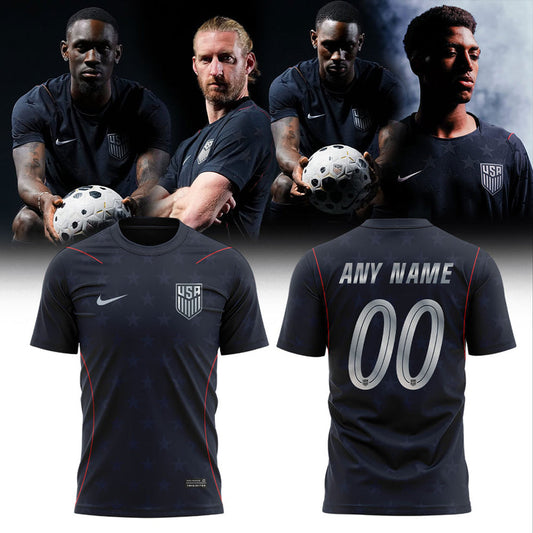 USMNT 2026 Personalized Stripes Match Black TShirt