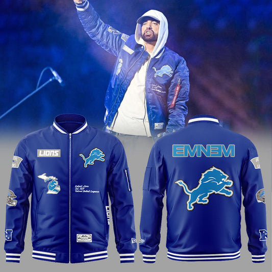 Alpha Industries Blue Detroit Lions x Eminem Combo Zip Bomber
