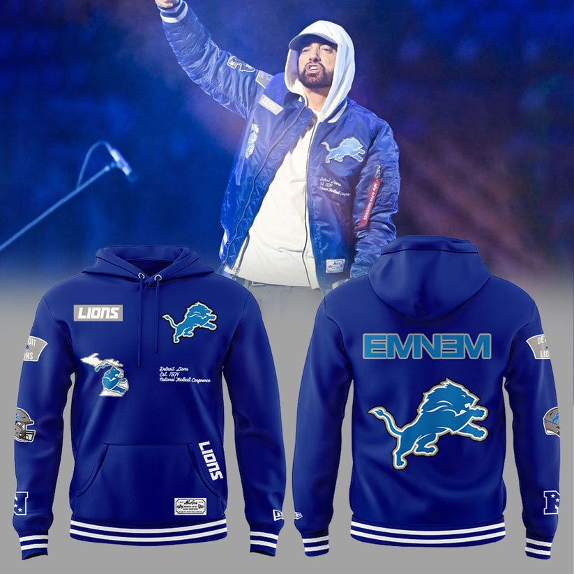 Alpha Industries Blue Detroit Lions x Eminem Combo Hoodie