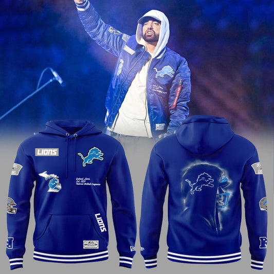 Alpha Industries Blue Detroit Lions x Eminem Combo Hoodie