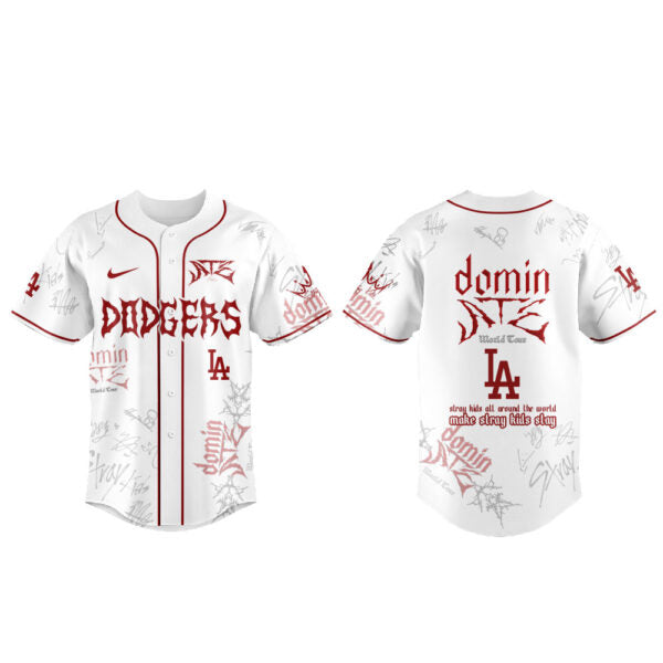 . LA Dodgers x Stray Kids Merch Dominate World Tour New Jersey White