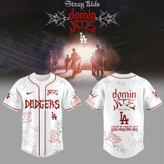 . LA Dodgers x Stray Kids Merch Dominate World Tour New Jersey White
