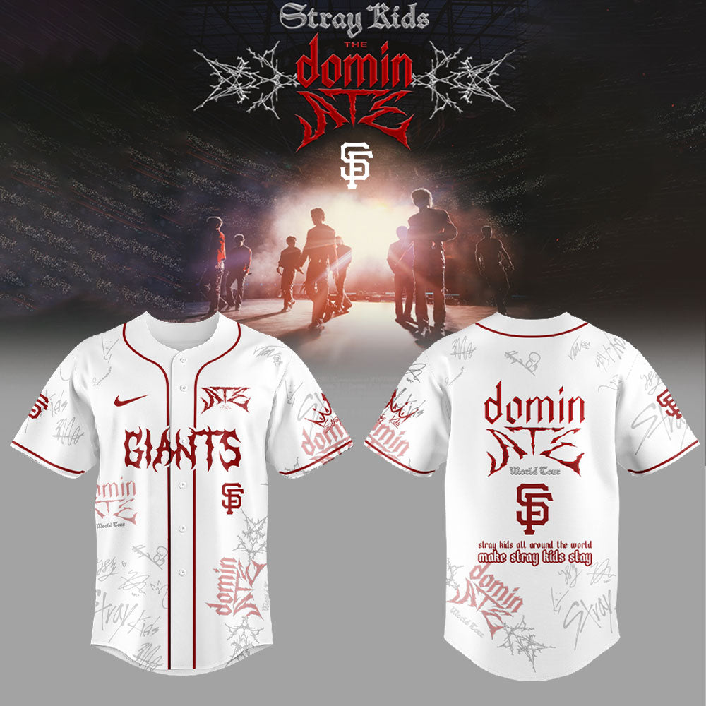 . SF Giants x Stray Kids Merch Dominate World Tour New Jersey White