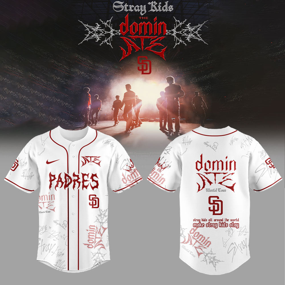 . SD Padres x Stray Kids Merch Dominate World Tour New Jersey White