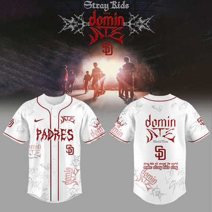 . SD Padres x Stray Kids Merch Dominate World Tour New Jersey White