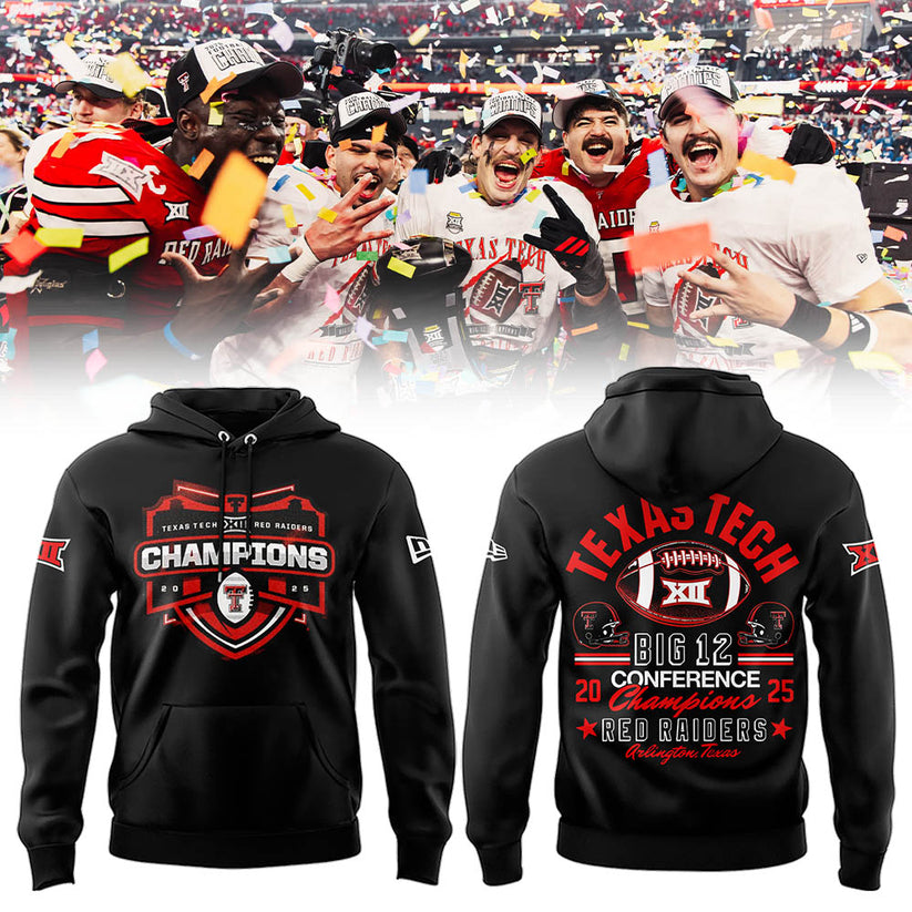 Texas Tech Red Raiders B12 CHAMPIONS 2025 Black Hoodie