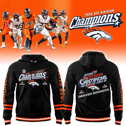 . D Broncos 2026 AFC Division Champions Black Hoodie