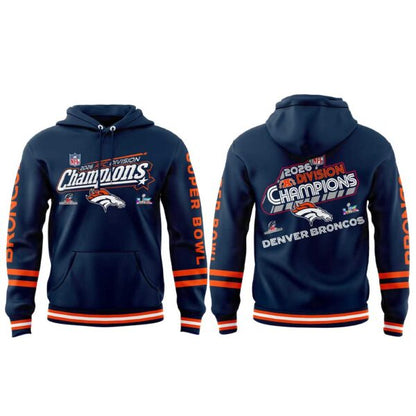 . D Broncos 2026 AFC Division Champions Blue Hoodie