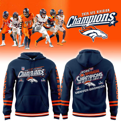 . D Broncos 2026 AFC Division Champions Blue Hoodie