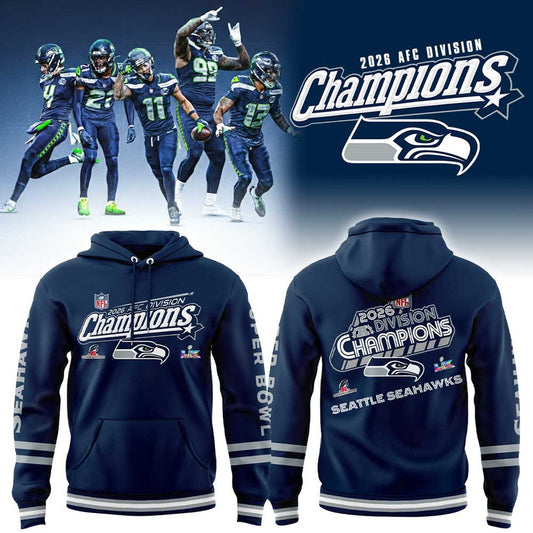 S Seahawks 2026 AFC Division Champions Blue Hoodie v2