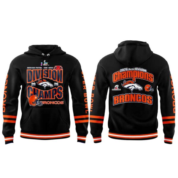 . D Broncos 2026 AFC Division Champions Black Hoodie V2