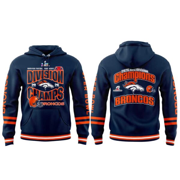 . D Broncos 2026 AFC Division Champions Blue Hoodie V2