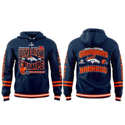 . D Broncos 2026 AFC Division Champions Blue Hoodie V2
