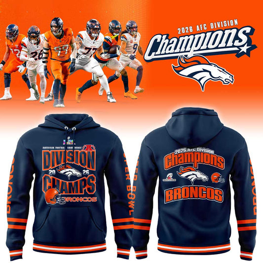 . D Broncos 2026 AFC Division Champions Blue Hoodie V2