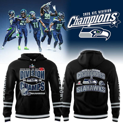 S Seahawks 2026 AFC Division Champions Black Hoodie
