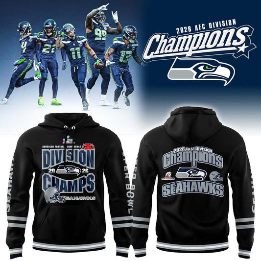 S Seahawks 2026 AFC Division Champions Black Hoodie