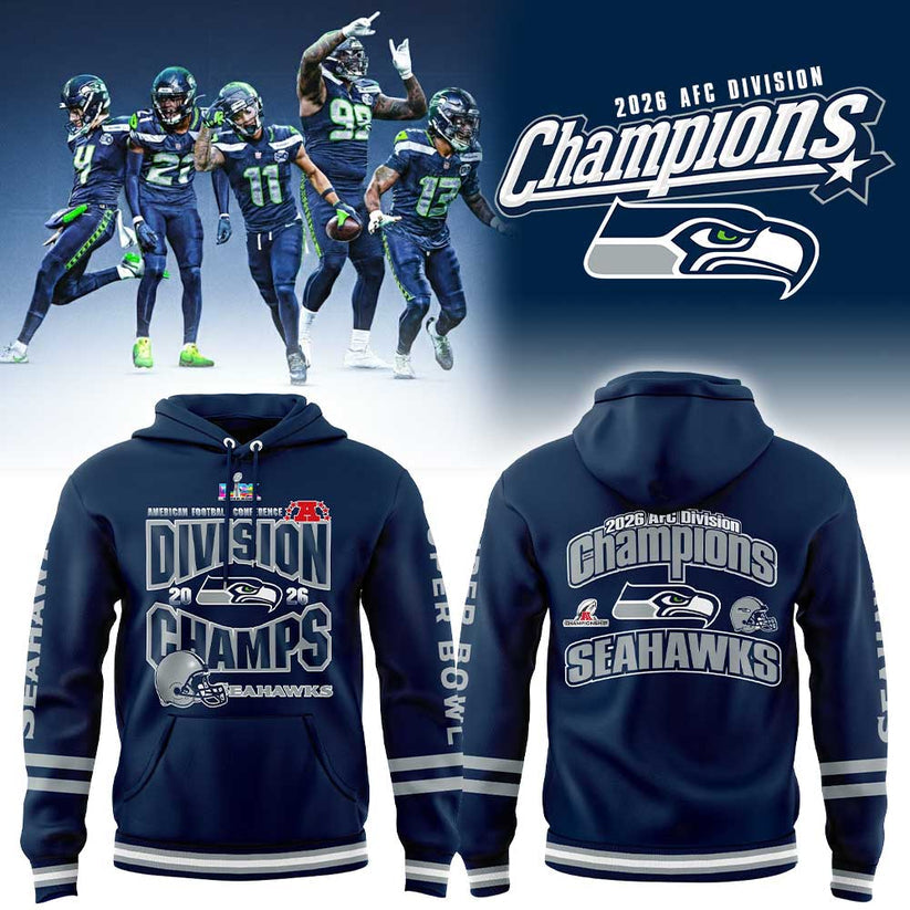 S Seahawks 2026 AFC Division Champions Blue Hoodie