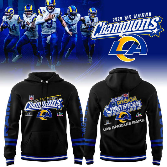 LA Rams 2026 NFC Division Champions Black Hoodie