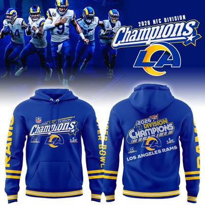 LA Rams 2026 NFC Division Champions Blue Hoodie
