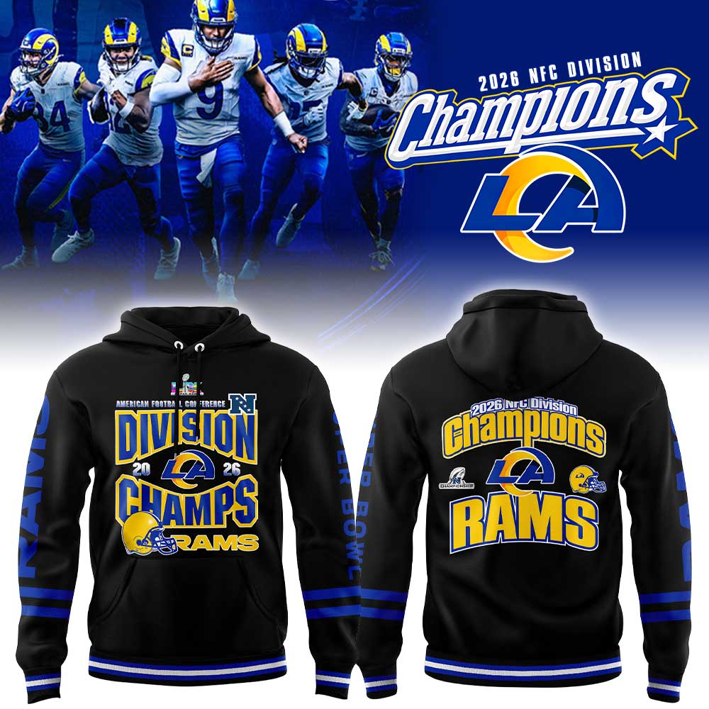 LA Rams 2026 NFC Division Champions Black Hoodie V2