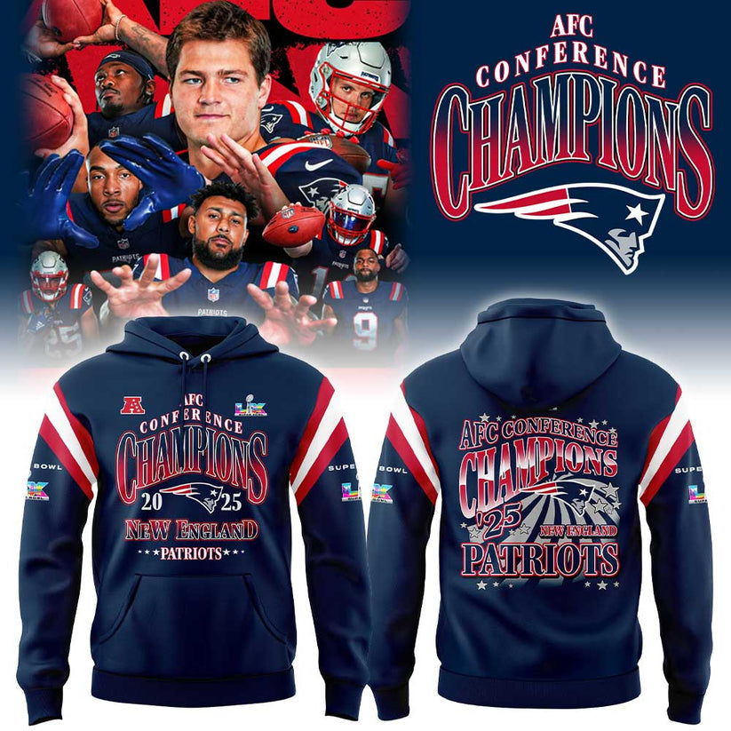 New England Patriots 2025 AFC Conference Champions Hoodie