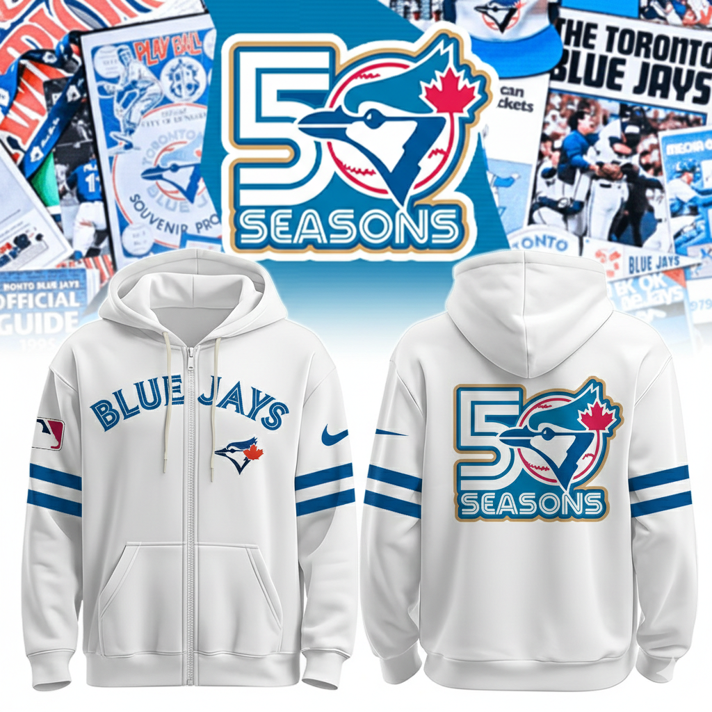 Toronto Blue Jays x 50th Anniversary Commemorative Zip Hoodie White | Limited Edition