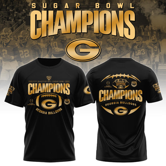.UGA Bulldogs Football Sugar Bowl Champions Special Tshirt Limited Edition