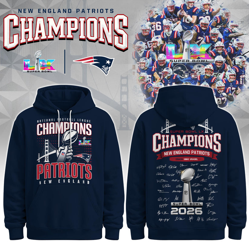 Limited Edition PATRIOTS CHAMPIONS Super Bowl LX Hoodie