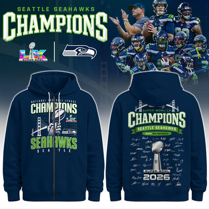 Seattle Seahawks Super Bowl LX Champions Limited Edition Zip Hoodie