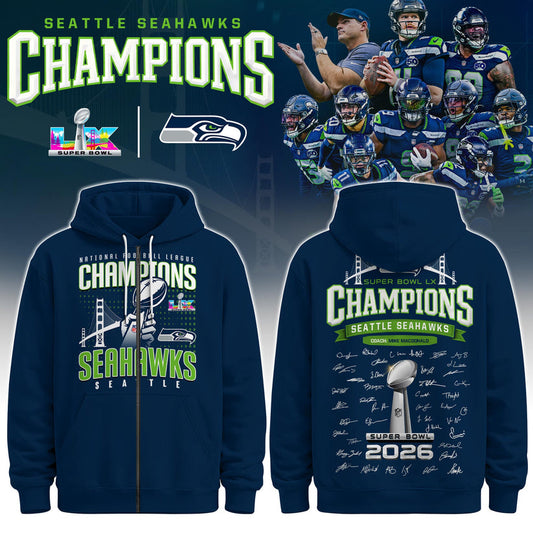 Seattle Seahawks Super Bowl LX Champions Limited Edition Zip Hoodie