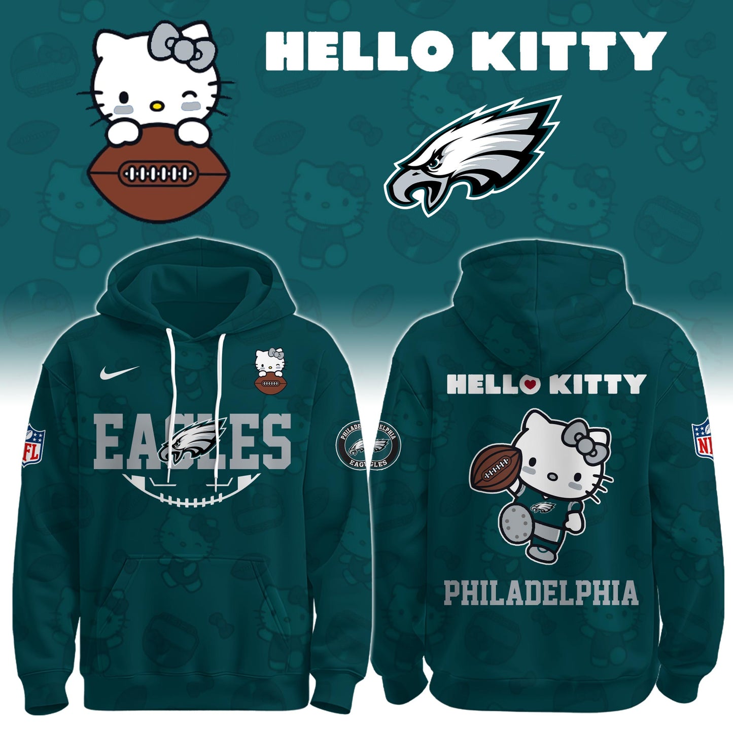 .PHI Eagles Special Hello Kitty Limited Edition Hoodie