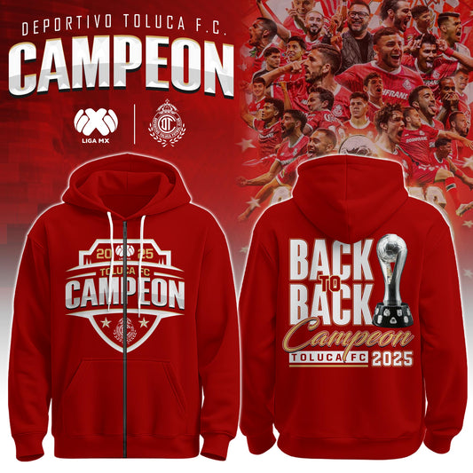 Toluca FC Back to Back Champions Champions Zip Hoodie