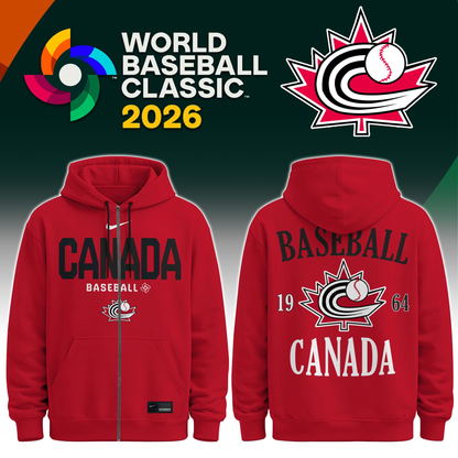 Canada Baseball 2026 Limited Edition Red Zip Hoodie