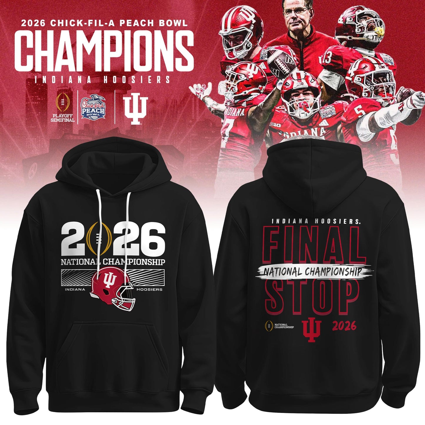 Indiana Hoosiers 2026 National Championship Game Final Hoodie – Black