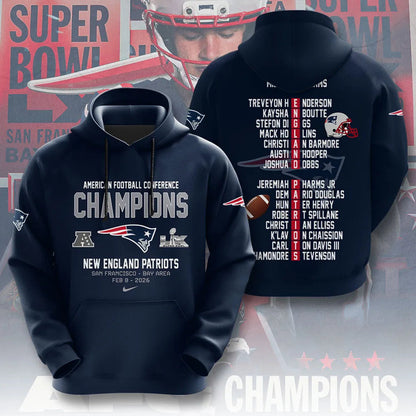 New England Patriots 2025 AFC Conference Champions Hoodie