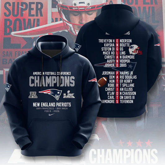 New England Patriots 2025 AFC Conference Champions Hoodie