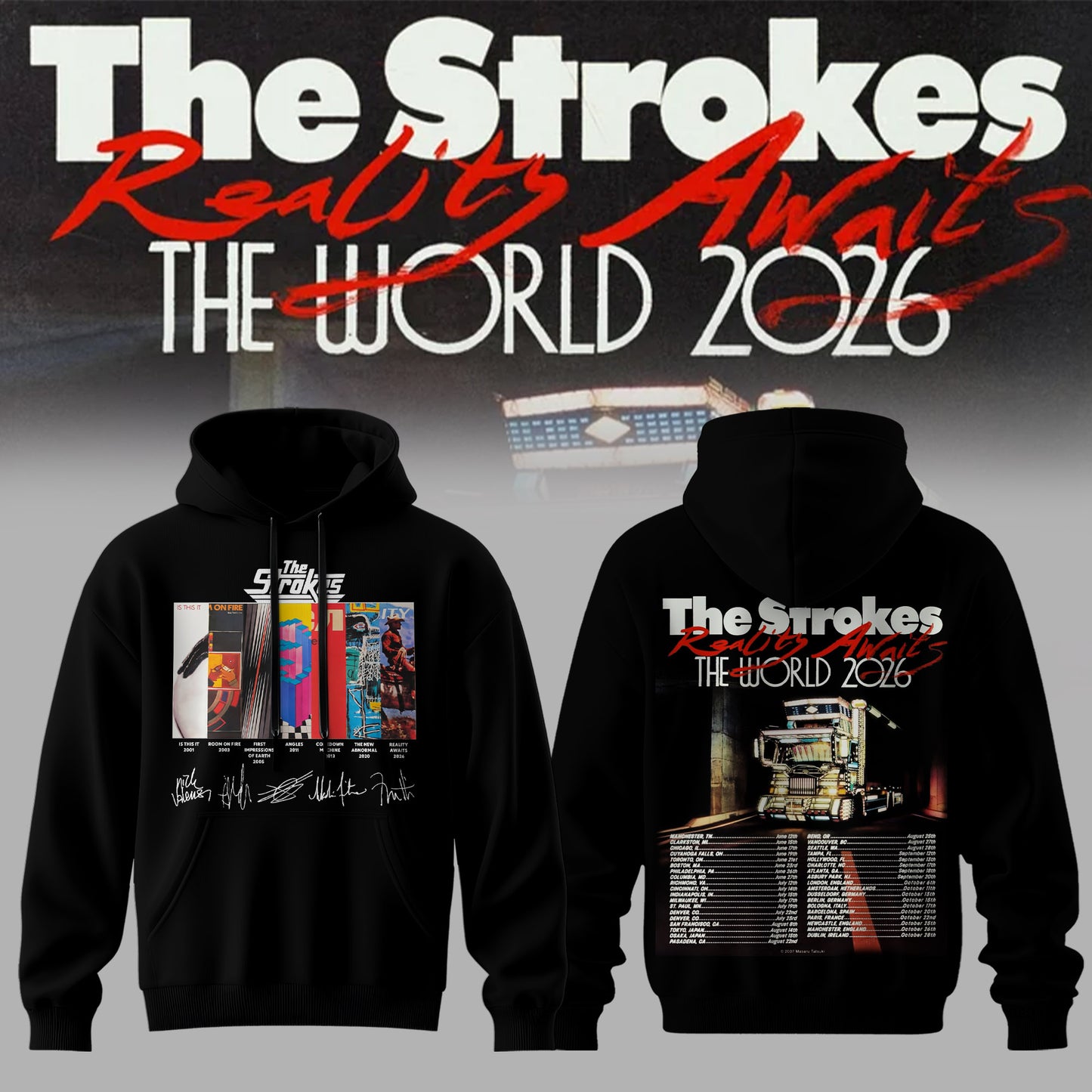_The Strokes – Reality Awaits Tour 2026 Edition Hoodie