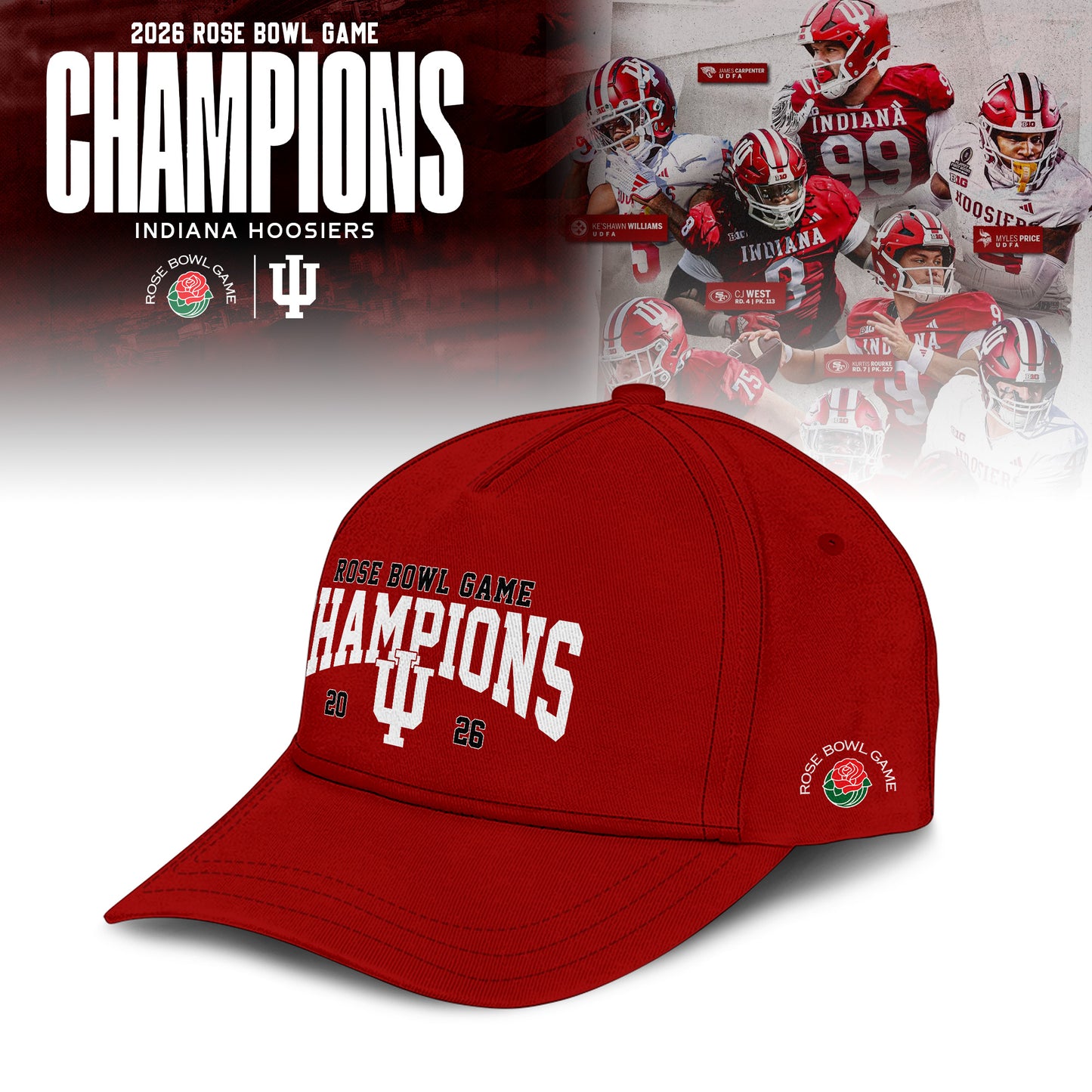 Indiana Hoosiers 2026 Rose Bowl Champions T-shirt