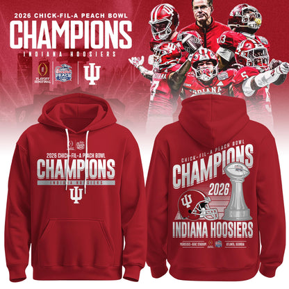 Indiana Hoosiers 2026 Peach Bowl Champions Hoodie – Cardinal