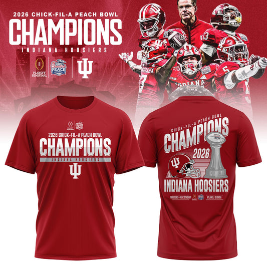 Indiana Hoosiers 2026 Peach Bowl Champions T-shirt – Cardinal