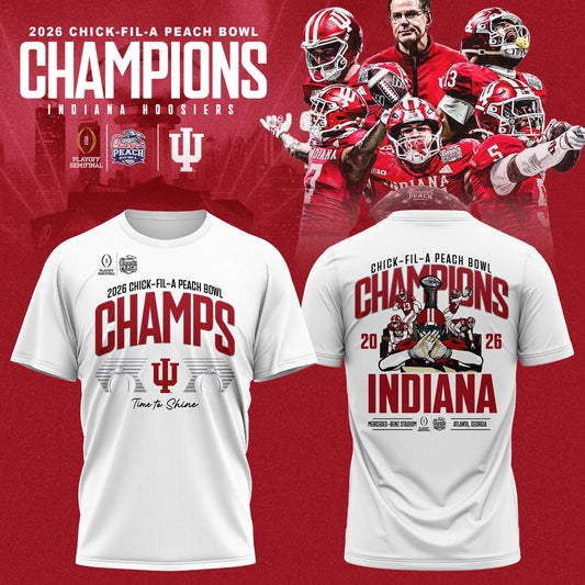 _ Indiana Hoosiers 2026 Peach Bowl Champions Locker Room T-shirt – White