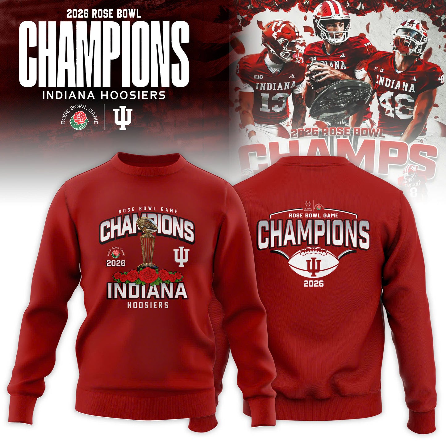 Indiana Hoosiers 2026 Rose Bowl Champions Sweatshirt
