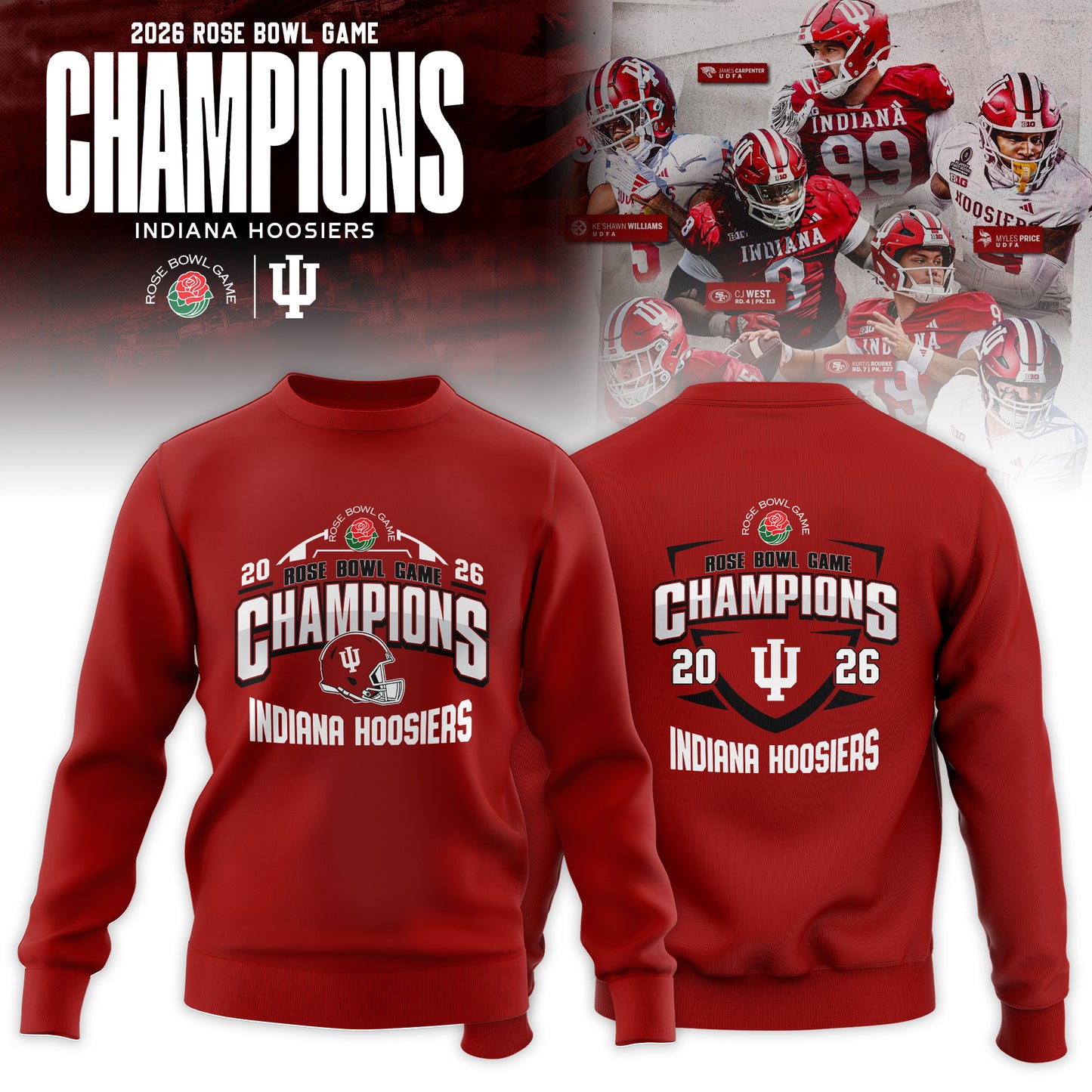 Indiana Hoosiers 2026 Rose Bowl Champions Sweatshirt