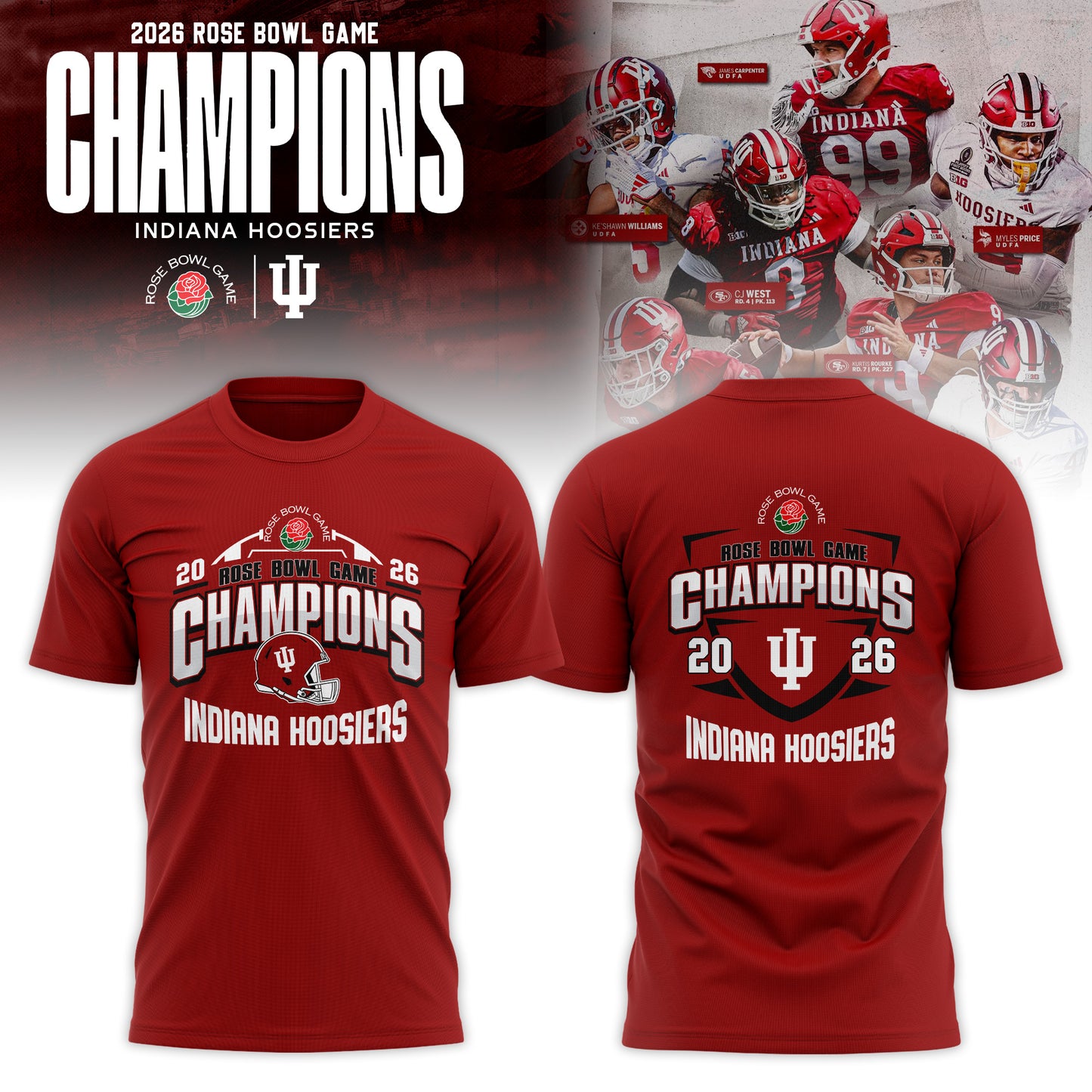 Indiana Hoosiers 2026 Rose Bowl Champions T-shirt