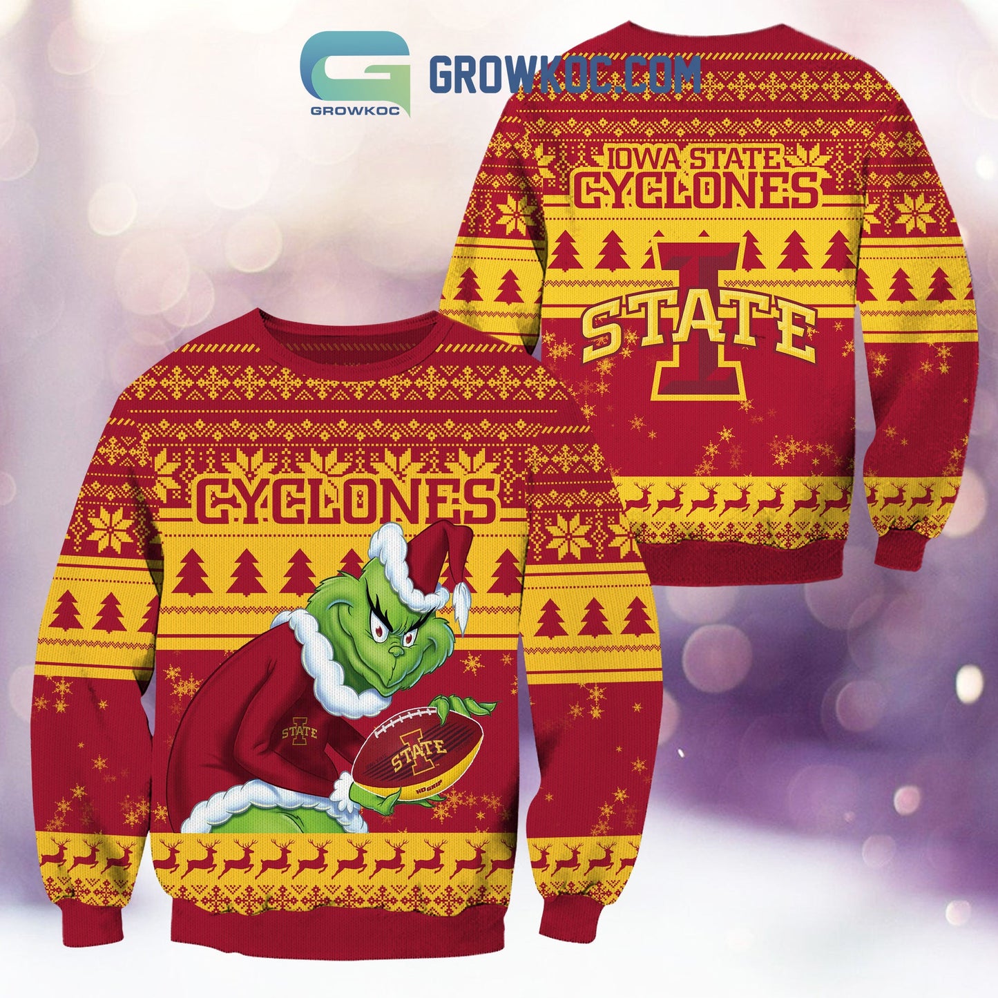Iowa State Cyclones Grinch NCAA Christmas Ugly Sweater