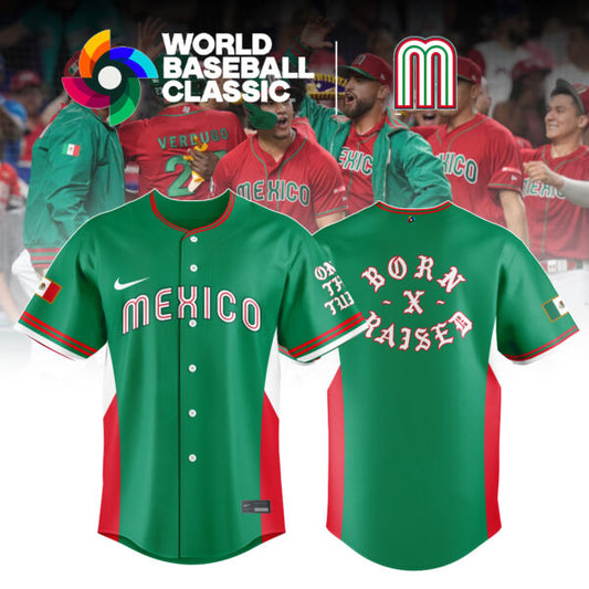 _ Mexico Baseball x Born x Raised Green 2026 World Baseball Classic Jersey Limited Edition Green